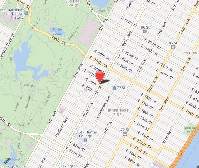 Location Map: 842 Park Avenue New York, NY 10075